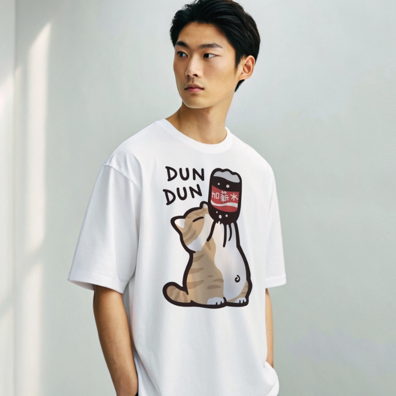 Oversize-T-Shirt, Katzen-T-Shirt mit Print