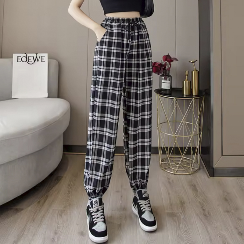 karierte Hose, Damenhose kariert, locker geschnittene Hose