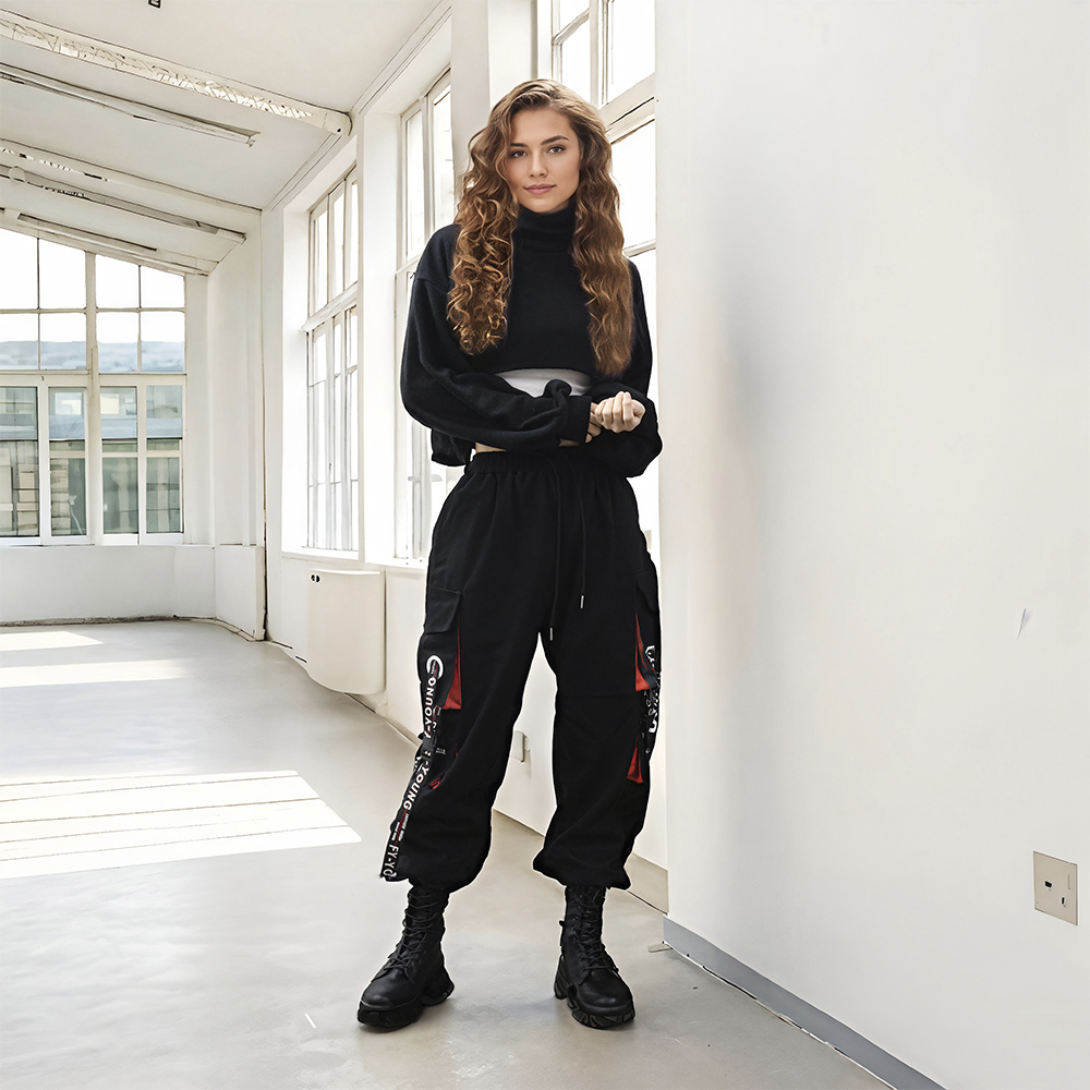 Cargohose, Damen-Cargohose, weite Hose, Streetwear-Hose, Techwear-Hose